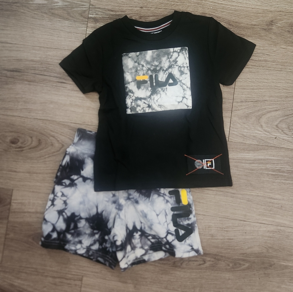 NWT FILA Tie Dye Shorts & Tee Matching Set Size 4